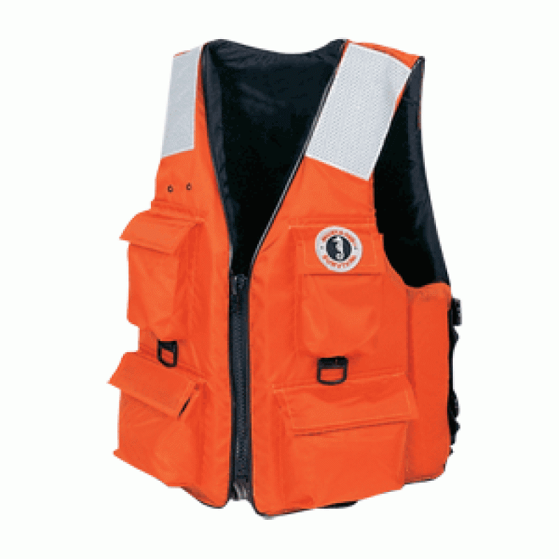 Life Vests : Mustang 4-Pocket Vest w/SOLAS Reflective Tape - XXL - Orange