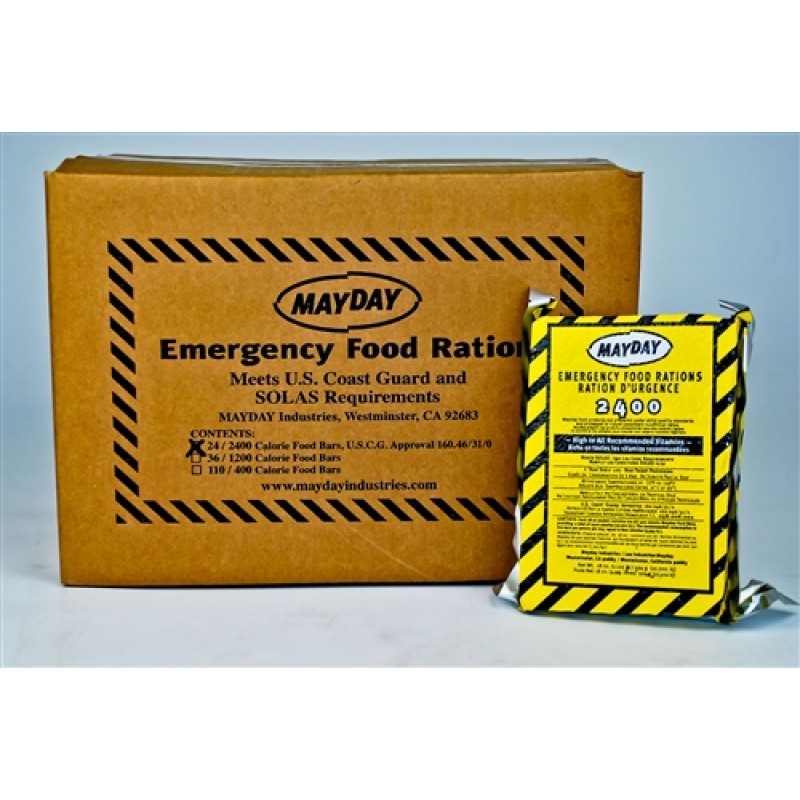 Less Than 50 Servings : Mayday Emergency Food Ration 2400 Calorie Food Bar -24cs