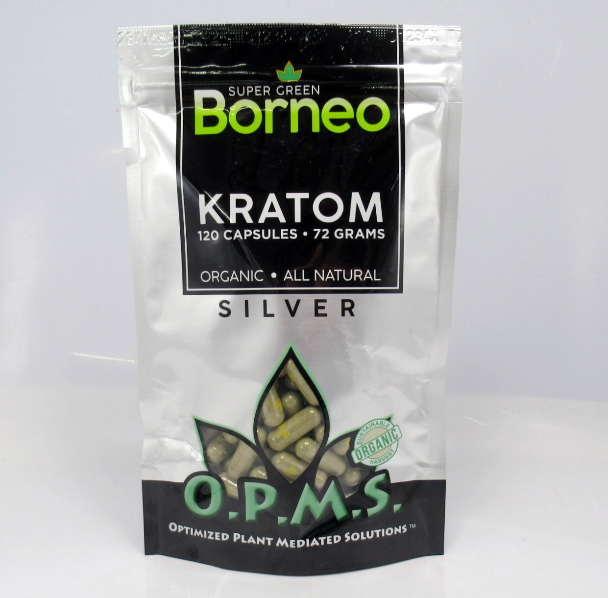 Capsules : OPMS Silver Super Green Borneo - Organic - All Natural Caps ...