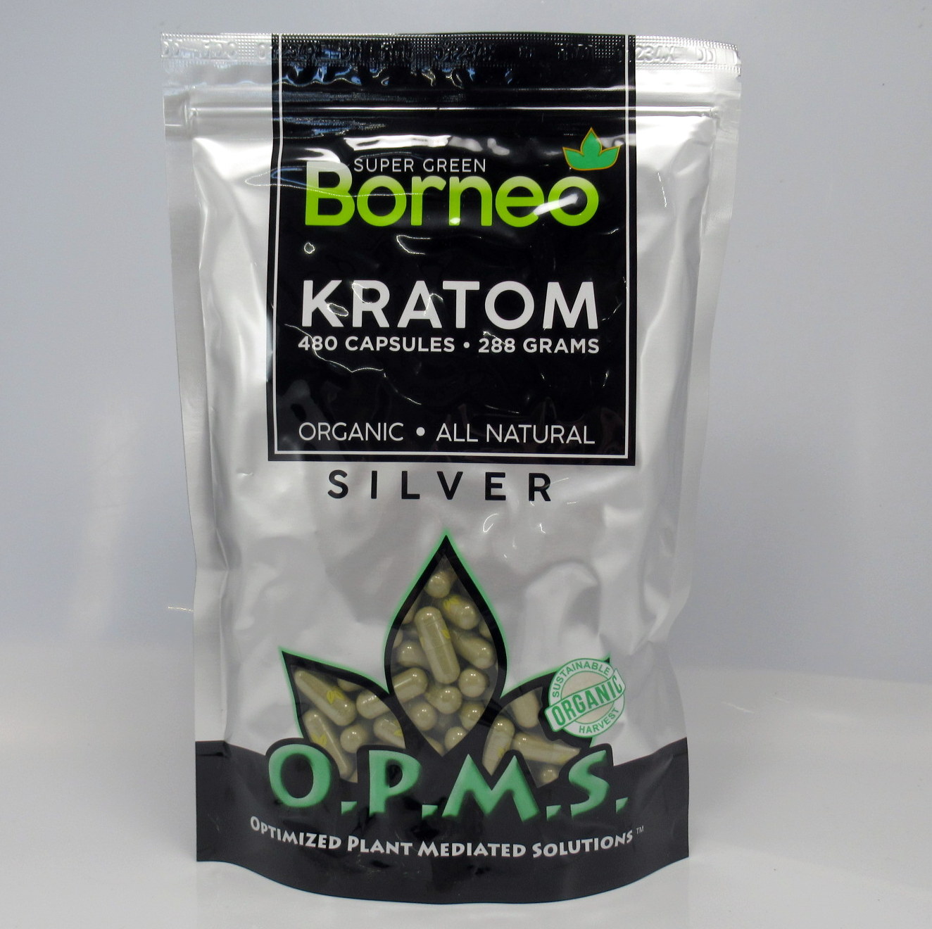 Capsules : OPMS Silver Super Green Borneo - Organic - All Natural Caps ...