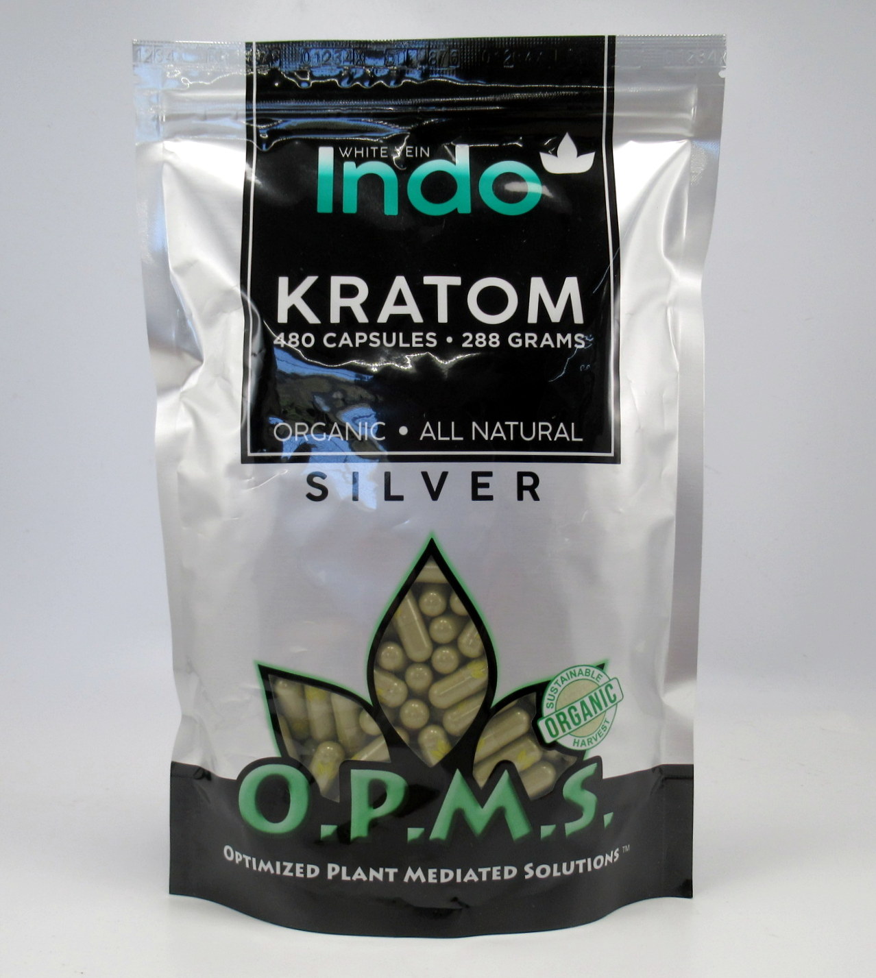 Capsules : OPMS Silver White Vein Indo - Organic - All Natural Caps (480ea)