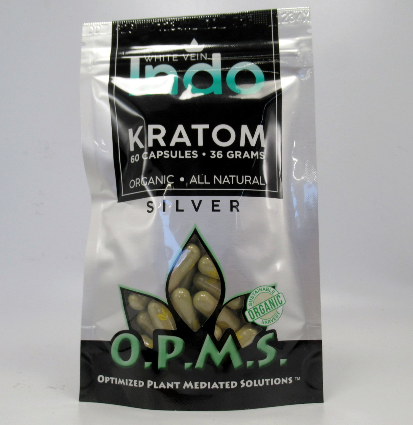 Capsules : OPMS Silver White Vein Indo - Organic - All Natural Caps (60ea)